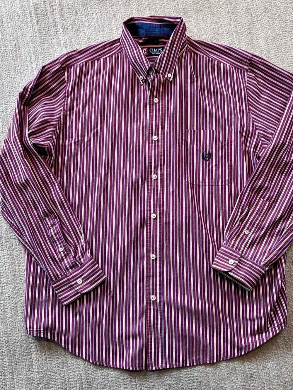 Chaps Men's Striped Cotton Blend Shirt Size XL